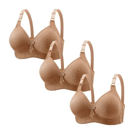 Audhol Support Bras for Women Bras for Women No Underwire Adjustable Bras Full Coverage Support Bralette Plus Size Everyday Bra Pack of 3 Everyday Bras for Women Coffee L