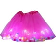 thumbnail image 3 of Ticikt Girls Glowing LED Tulle Tutu Skirt, Colorful Pom Pom Decor Ballet Skirt for Girls Holiday Stage Show,Hot Pink, 3 of 5
