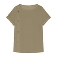 thumbnail image 4 of Womens Cotton Linen Summer Tops, Short Sleeve Shirts for Women Casual Lightweight Loose Fit Crewneck T-Shirts with Buttons, 4 of 6