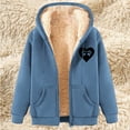 thumbnail image 2 of Hueook Women's Coats Women's Fashionable Printed Fleece Hooded Sweatshirt Jacket Navy 2X, 2 of 4