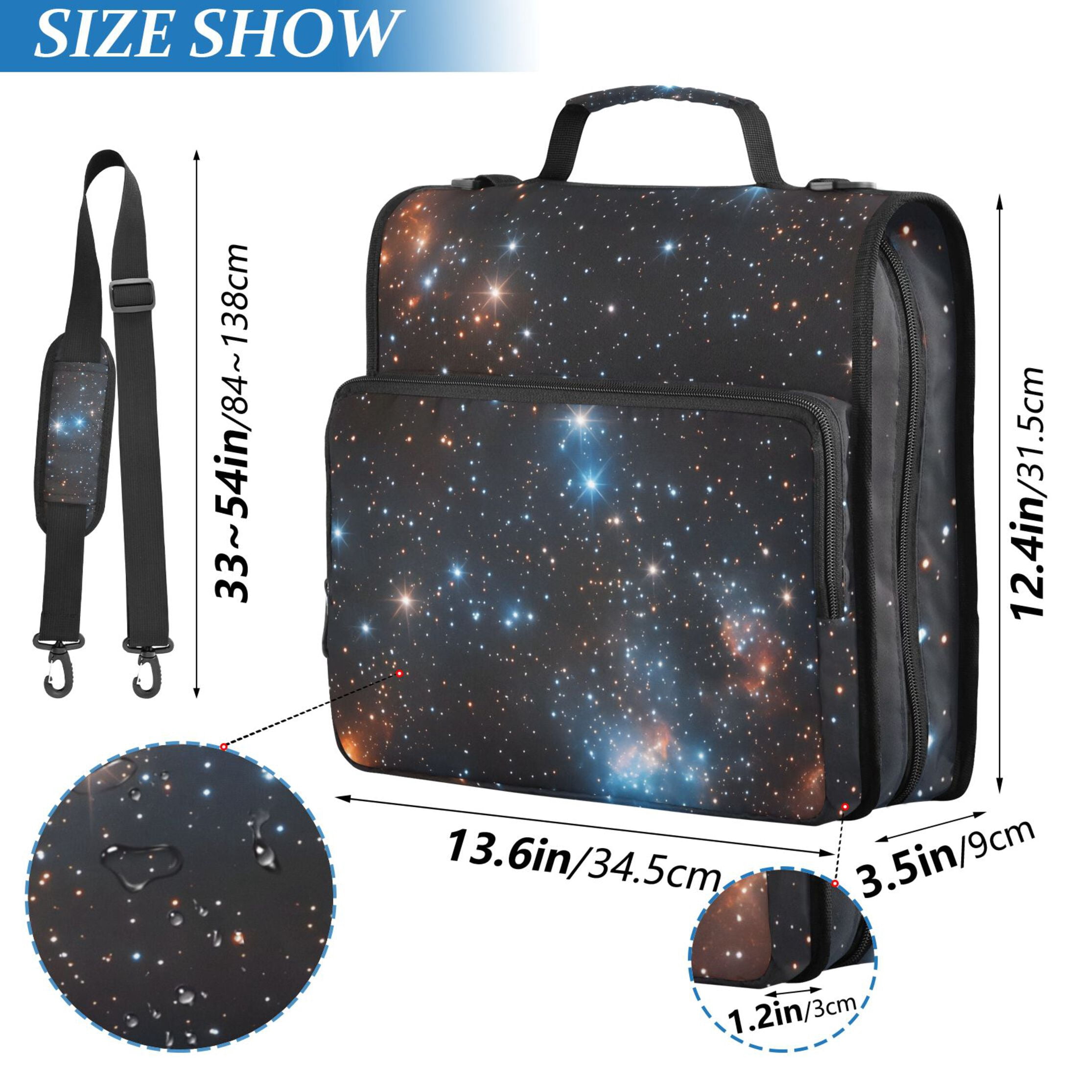 ALAZA Zipper Binder Starry Sky-b1 3 Ring Trapper Keeper File Folder Organizer Bag
