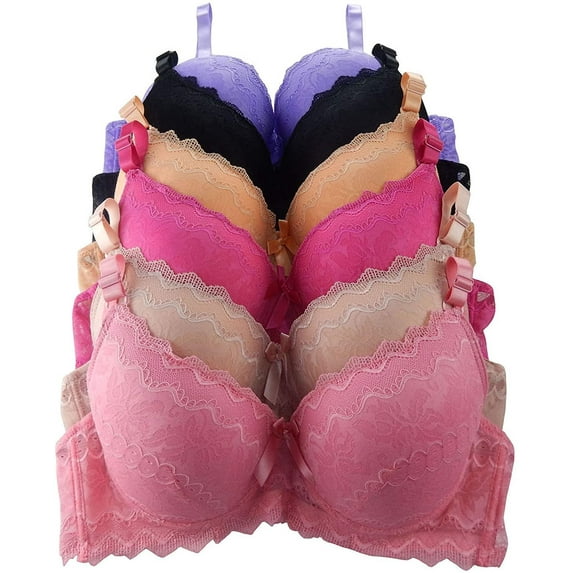 Iheyi 6 Pieces Various Style Plain Basic Everyday Wear Full Cup Bra A-DDD (40DD)