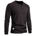 thumbnail image 2 of XINSDOAKK T-Shirts for Man Mens Cotton Three Button Long Sleeve Henley Shirt (Dark Gray,M), 2 of 7