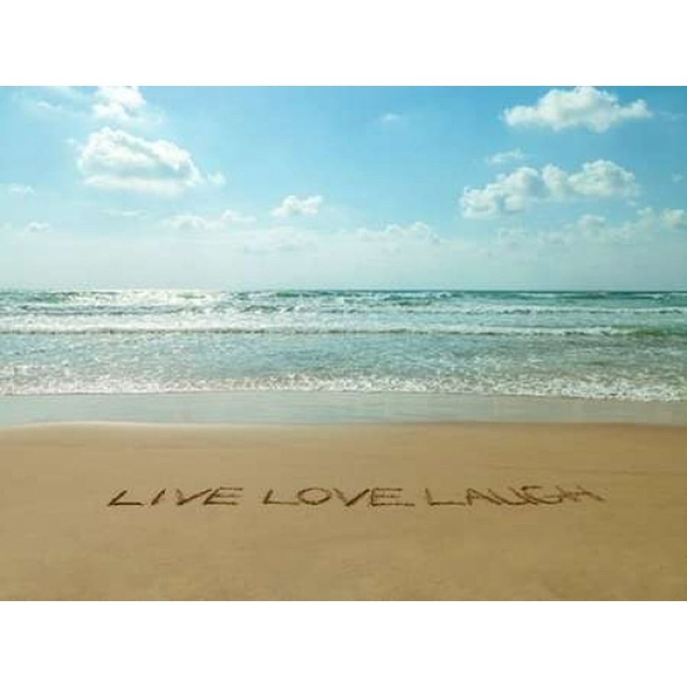 Live Love Laugh written in sand Beach writing Poster Print by Assaf