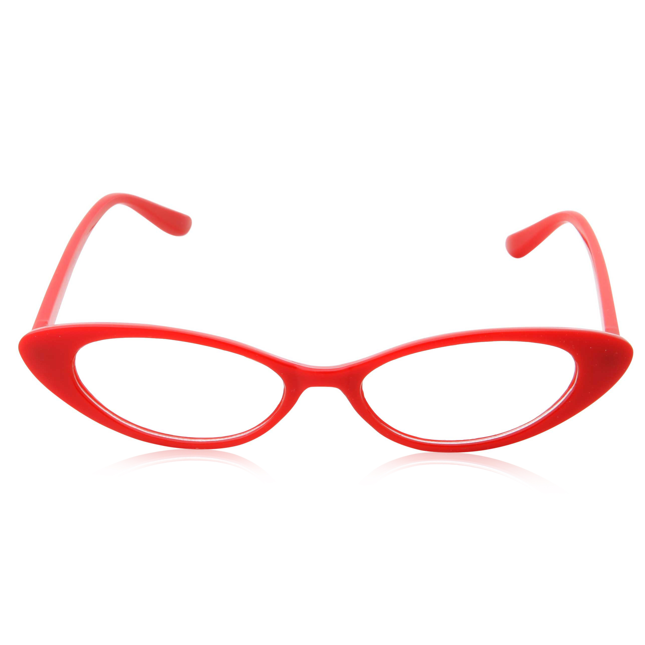 grinderPUNCH Retro 90s Red Slim Flat Clear Lens Cat Eye Sunglasses - image 3 of 5
