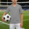 thumbnail image 2 of Tsesme Boys Sports T-Shirt, V-Neck Short Sleeve Tee, Summer Loose Mesh Breathable Workout T-Shirt Daily Wear 5T, 2 of 8