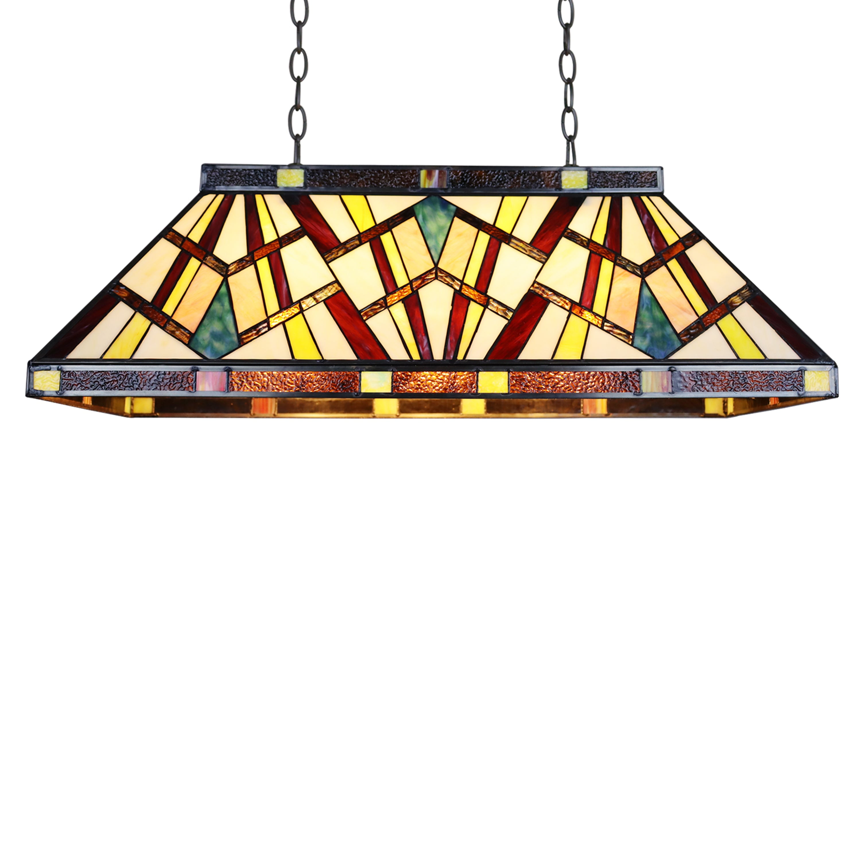 Vincent Bronze 28" Stained Glass Mission Island Pendant
