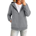 thumbnail image 5 of thefmos Women's Hooded Zip Up Sweatshirt Jacket with Pockets Solid Color Casual Coat Fashion Fall Winter Clothes, Gray L, 5 of 9