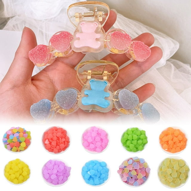 10Pcs Resin Flatbacks Realistic Looking DIY Simulation Heart Candy Phone Case Earring Hairpin Accessories for Kids