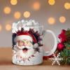 PEONAVET Mug Lettering Christmas Mug Inflated Snowman Mug, Santa Mug Press Puffy 15oz 11oz Coffe