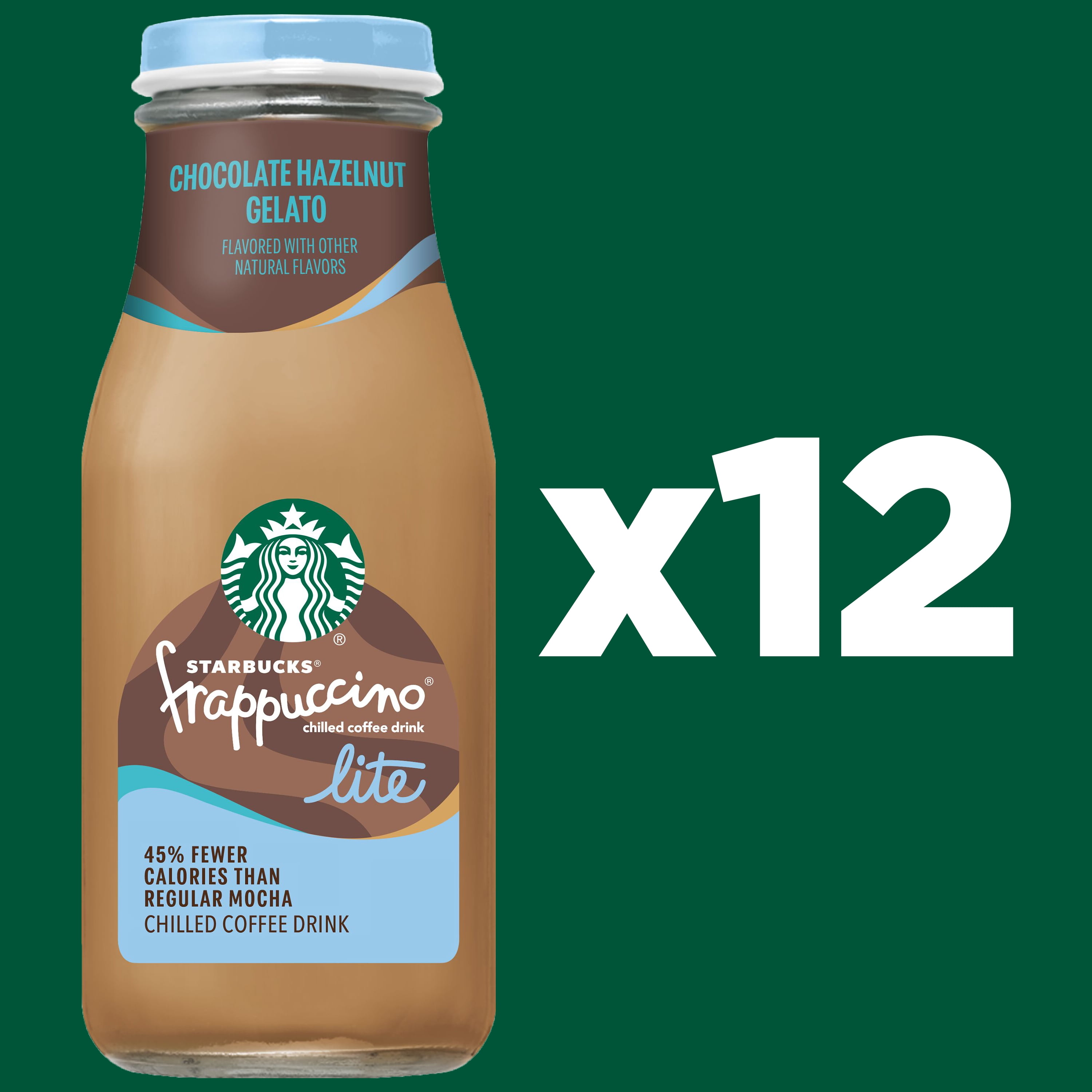 Starbucks Lite Chocolate Hazelnut Gelato Frappuccino Lite Iced Coffee Drink, 9.5 fl oz Bottles, 12 pack​