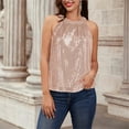 thumbnail image 3 of Inevnen Sequin Sparkle Halter Tops for Women Sleeveless Keyhole Knot Vest Shirt Cocktail Party Club Tank, 3 of 5