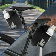 BUSATIA Bike Seat Bag,Bike Seat Bag with Water Bottle Holder, Bicycle Saddle Bag Under Seat Waterproof Cycling Seat Pack for Mountain Road Bikes, Black