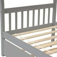 thumbnail image 3 of Twin Over Twin Bunk Beds with Trundle, Solid Wood Trundle Bed Frame with Safety Rail and Ladder, Kids/Teens Bedroom, Guest Room Furniture, Can Be converted into 2 Beds,Grey, 3 of 6