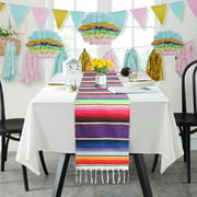 8Pack Mexican Serape Table Runner 108 X 14 - Fringe Cotton Table Runner For Mexican Party Wedding Decorations