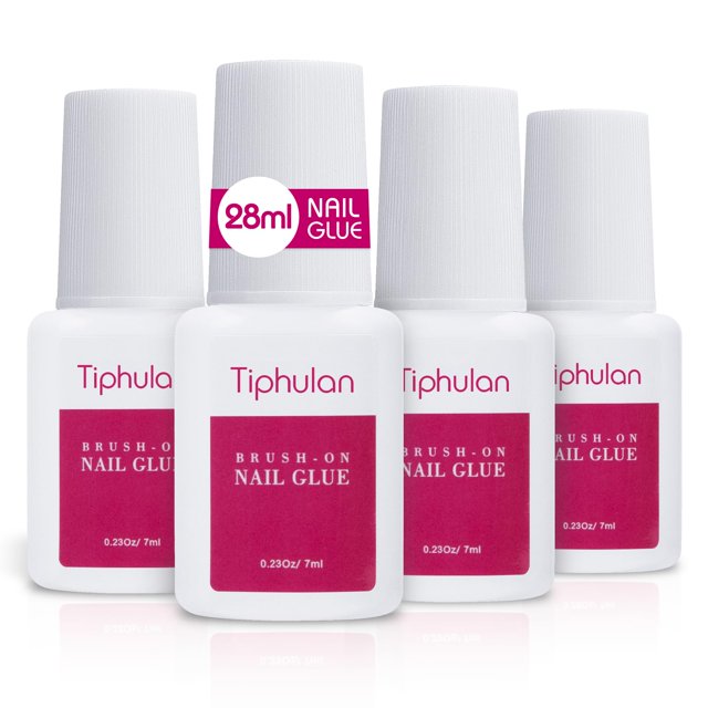Pegamento para uñas TIPHULAN 28 mL con pincel para uñas postizas, uñas acrílicas