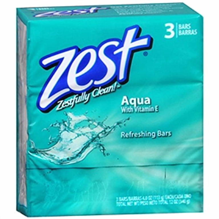 Zest, Deodorant Bar Soap, 3 ct, Aqua Scent, Refreshing Bars