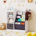thumbnail image 2 of Gymax Kids Bookshelf w/ Full-Length Mirror 4-Tier Sling Shelves & Fabric Drawer White, 2 of 10