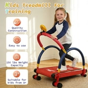 Easy Playhouse: Kids Treadmill - Red & Blue, Manual Self-Propelled Motion, Foam Handlebars, Walk & Jog Pad, Exercise Equipment, LED Display, 150lb Cap