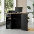 thumbnail image 5 of Advwin Modern Reception Desk with LED Light, Power Outlets, Lockable Drawer & Storage Shelves, Front Desk Counter Table for Office, Lobby, Spa, Nail Salon, Black & Walnut, 5 of 11