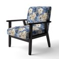 thumbnail image 3 of Designart "Victorian Roses In Cobalt Blue" Blue Rose Pattern Upholstered Accent Chair - Cottage Arm Chair For Bedroom, 3 of 7