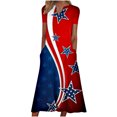 thumbnail image 2 of Jusqu'à 65 % de Réduction! Robes de Mode d'Été pour Femmes 2024 Grande Taille Décontractée Col en V Imprimé Jour de l'Indépendance Manches Courtes, 2 of 5