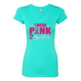 thumbnail image 2 of I Wear Pink for My Sisiter Survivor Awareness Womens Junior Fit V-Neck Tee, Tahiti Blue, Medium, 2 of 3