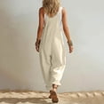 thumbnail image 3 of Women's Fashionable Casual Loose-Fit Plain Sleeveless Jumpsuit With Patch Pockets, Size S-2XL, 3 of 5