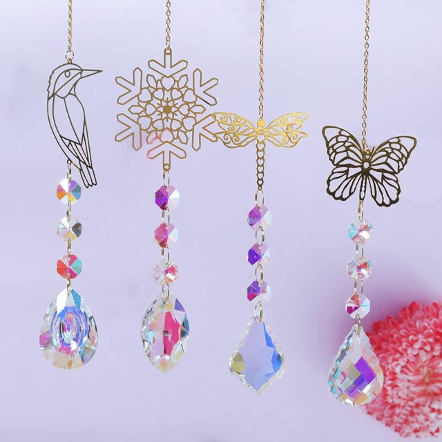 Colgante de cristal para atrapasoles, carillón de viento, prismas de cristal, colgantes, bola de cristal, prisma, fabricante de arcoíris para decoración del hogar, oficina y jardín