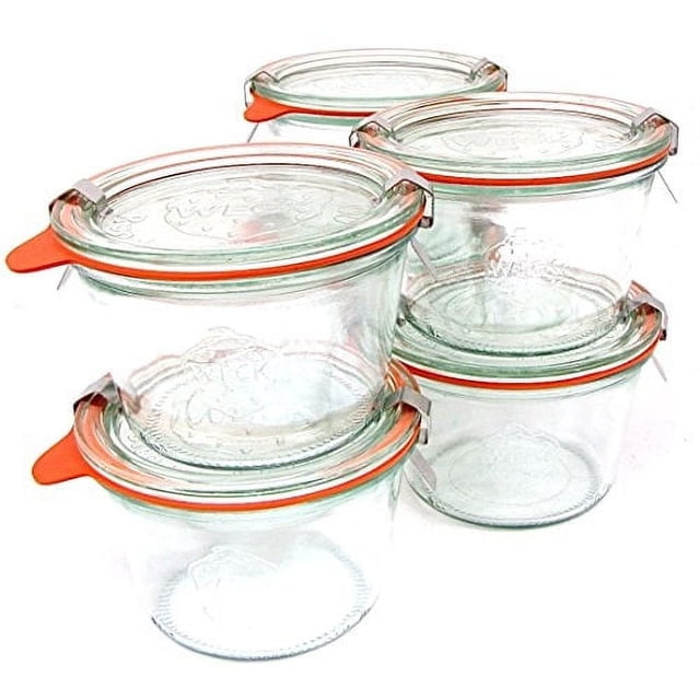 Tarros de moldes Weck 741 - 0.25 litros con tapas - 6 anillas y 12 abrazaderas