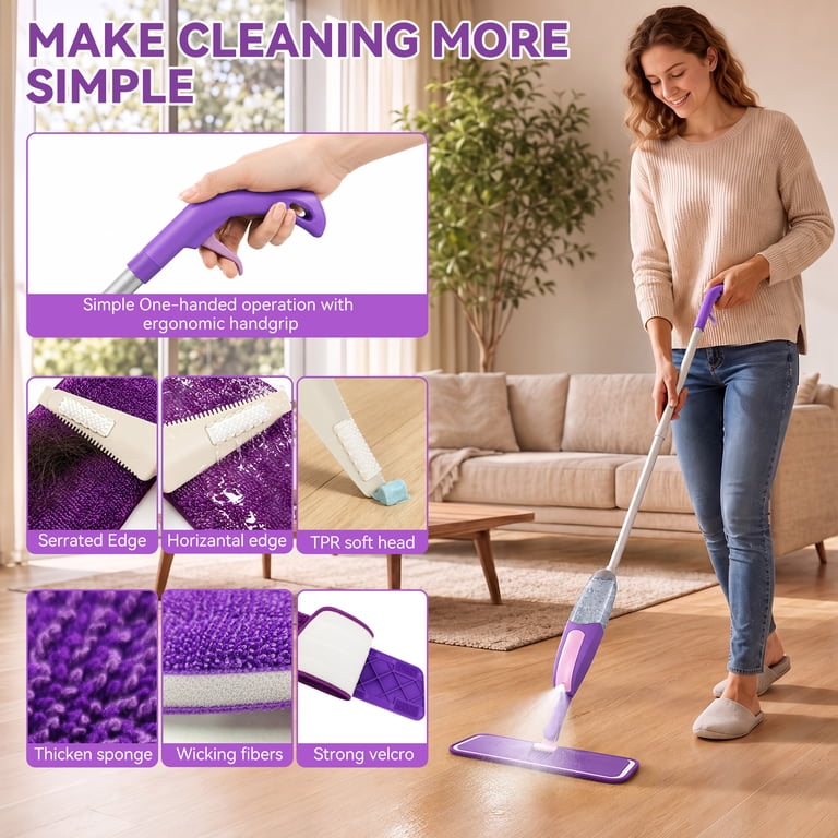 DSOOLO 360° Spray Mop with 3 Microfiber Pads photo 4
