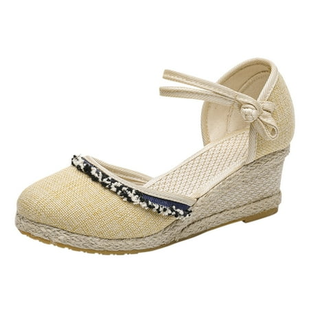 

Qufokar Womens Neoprene Boots Wide Calf Womens Slide Sandal Embroidery Shoes Beach Comfortable Wedges Round Sandals Weave Women Toe Breathable Fashion Summer Women S Sandals