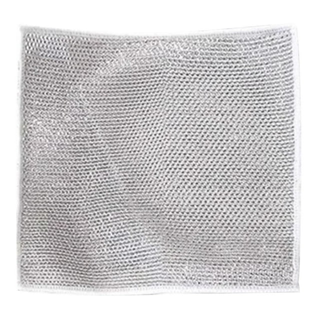 CSChome Chiffon Argenté pour Nettoyage de Vaisselle - 10 Pcs Design en Maille Uniforme Non Gras Non Rayant Réutilisable Chiffon de Cuisine en Fil Métallique