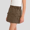 thumbnail image 4 of Cethrio Girls Cotton Skirts, Elastic Waist Summer Casual Vacation Summer Skirts Army Green Size 10-12, 4 of 5