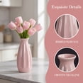 thumbnail image 2 of Unique Bargains Small Ceramic Matte Ribbed Flower Vase Pink 2.4"L x 2.4"W x 5.1"H, 2 of 7