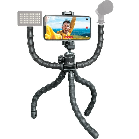 Bower 14- inch Grappling Vlogging Flexible Tripod with Ball Head for Content Creation; Black, ACCESSORY