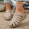 thumbnail image 2 of Rokment Womens Orthopedic Wedges Clogs Fisherman Sandals Boho Beach Vintage Buckles Leather Closed Toe Arch Support Platform Walking Mules Gladiator Backless Slip on Slides Summer Khaki Size 7.5, 2 of 7