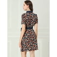 thumbnail image 4 of Vestido Camisero Floral Con Cinturón Y Cuello En Contraste de Manga Corta Para Mujer Negro M, 4 of 6