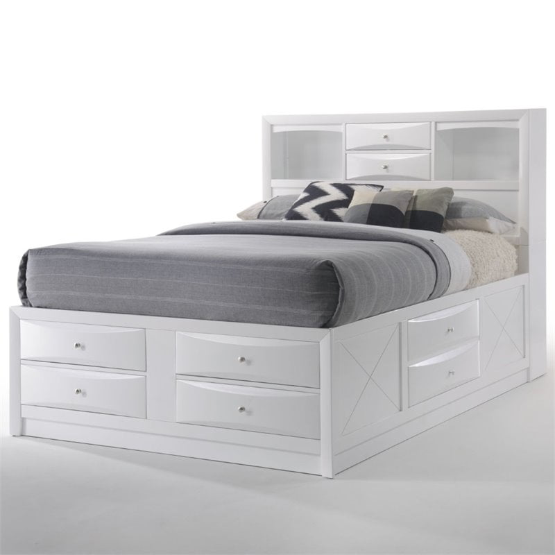 Pemberly Row Queen Bed With Storage In White Com Pemberly Row Queen Bed With Storage In, Braymer Storage Platform Bed Full