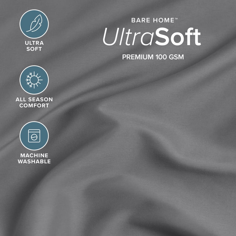 Bare Home Premium 1800 Twin-XL Extra Deep Fitted Sheet, Gray photo 2