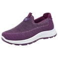 thumbnail image 2 of Walking Shoes Women Slip On, Women's Flat Breathable Fly Woven Mesh Sneakers,Casual Fashion Non-Slip Walking Shoes Comfortable Soft Sole Slip-On Loafers Tennis Shoes, Purple 7, 2 of 8