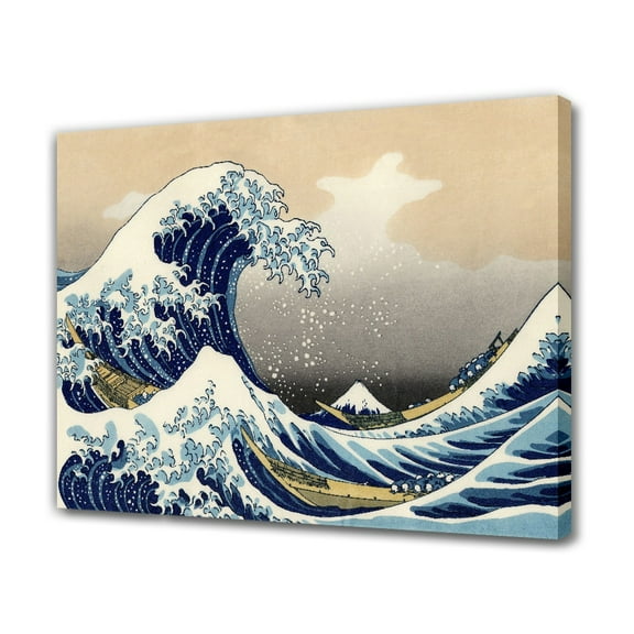 The Great Wave at Kanagawa 1829 Canvas Poster Bedroom Decor Sports Landscape Office Room Decor Gift,Frame-style,20x30inch(50x75cm)