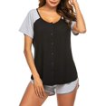 thumbnail image 1 of Pijama de manga corta para mujer, ropa de dormir suave, conjunto de pijama con parte superior y pantalones cortos, color gris Xemadio WRMH-1086-3, 1 of 6
