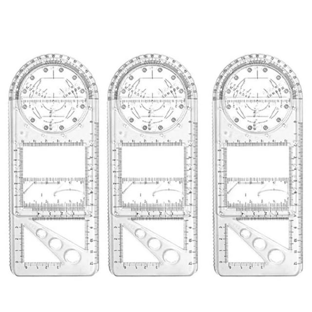 CAROOTU Règle Géométrique Multifonctionnelle Modèle de Dessin Outil de Mesure pour Fournitures Scolaires et de Bureau