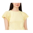 thumbnail image 2 of Riley & Rae Women's Mae Eyelet Sleeve Top Yellow Size Medium, 2 of 3