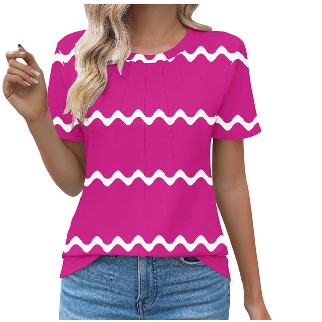 Tops Cortos para las Mujeres Cuello en V de Moda Casual Manga Corta Primavera Verano Top, Tops de Baile para las Mujeres