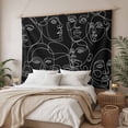 thumbnail image 3 of Abstract Style Tapestry for Bedroom Wall Hanging Tapestry, Black Face Line Modern Character Art Ceiling Backdrop Tapestries Poster Blanket Wall Decor for Teens Room Living Room Dorm 39" x 59", 3 of 8