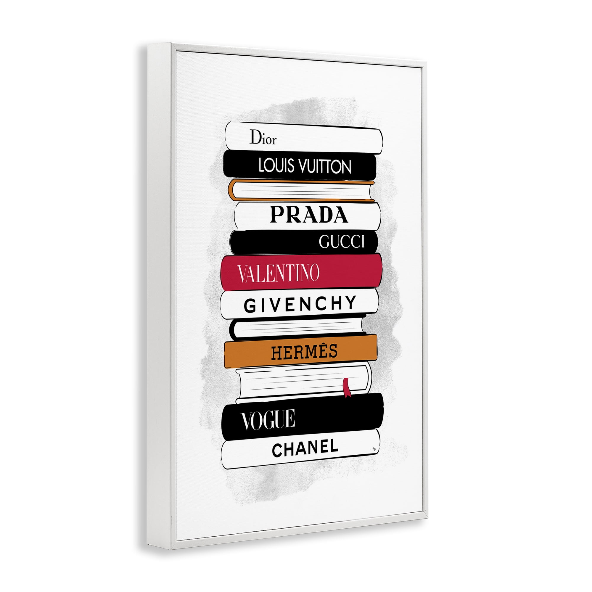 Stupell Industries Tall Fashion Bookstack Beauty & Fashion Painting White Framed Art Print Wall Art, 16 x 24