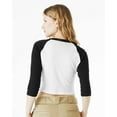 thumbnail image 3 of Bella & Canvas B15906005 Women Micro Rib 3 by 4 Raglan Sleeve Baby T-Shirt, White & Black - Large, 3 of 5