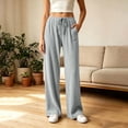 thumbnail image 5 of HomeDM Lounge Pants for Women Straight Leg Drawstring Casual Trousers Gray Athletic Work Pants with Pockets Size XL, 5 of 8